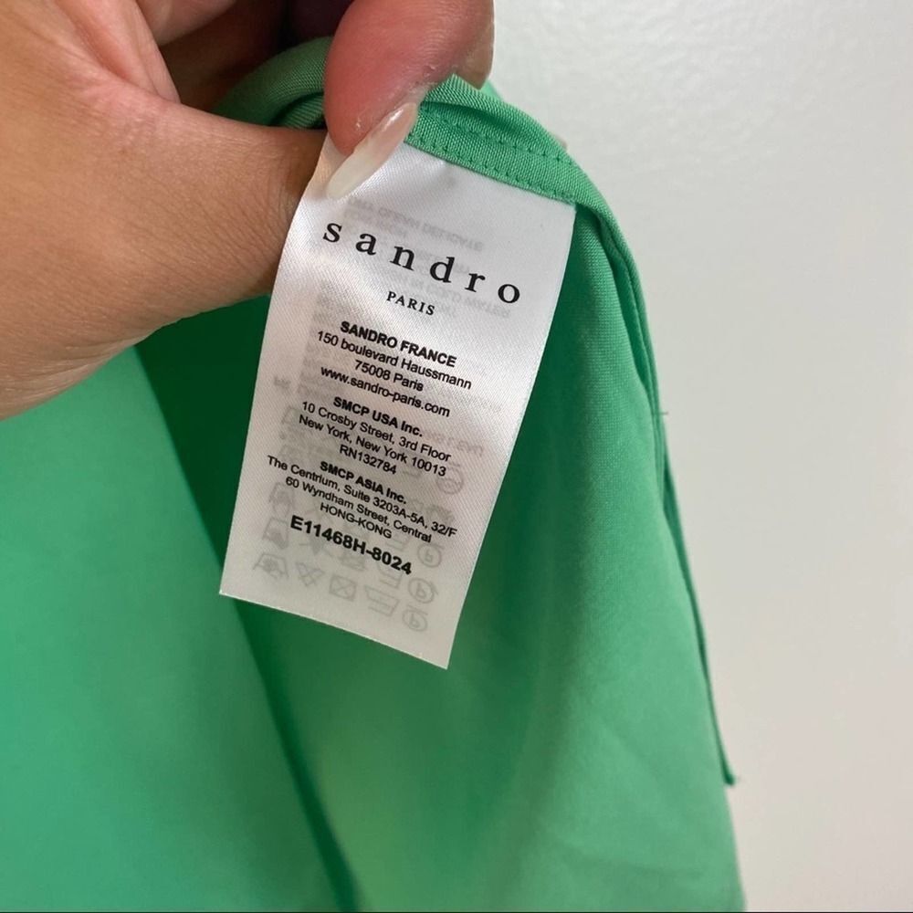 Sandro Paris Floaty Apple Green Sleeveless Top 1 - Picture 8 of 8